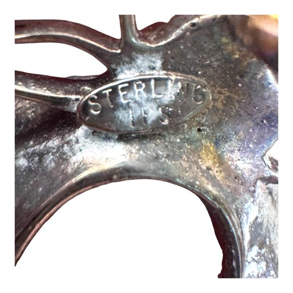 Vtg IPS Scarab Beetle Sterling Silver Carnelian Insect Brooch Signed Statement - Picture 4 of 8